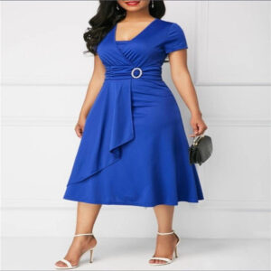short sleeve v neck irregular dress evening dress