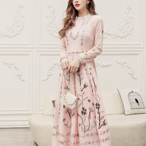 temperament skirt heavy embroidered thin dress