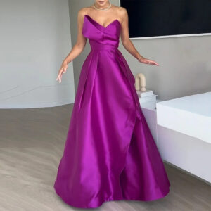 women's solid color waist elegant evening dress dress