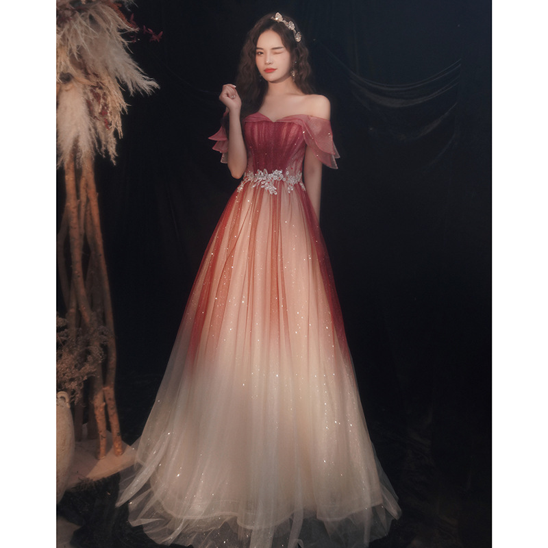 Burgundy Toast Bridal Shoulder Evening Dress 4df0a0e1 5424 494a A908 0d6ccfecc63d