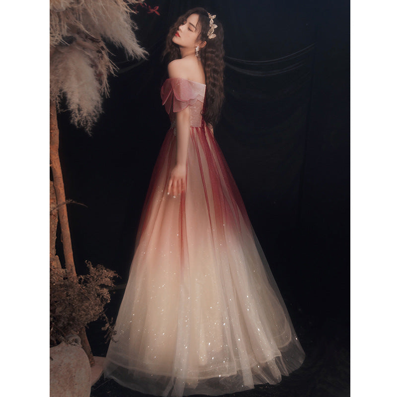 burgundy toast bridal shoulder evening dress burgundy toast bridal shoulder evening dress