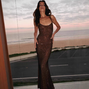 graceful tube top sexy rhinestone dress evening dress