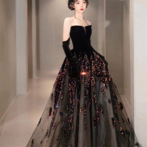 women's fashion temperament plunge evening dress